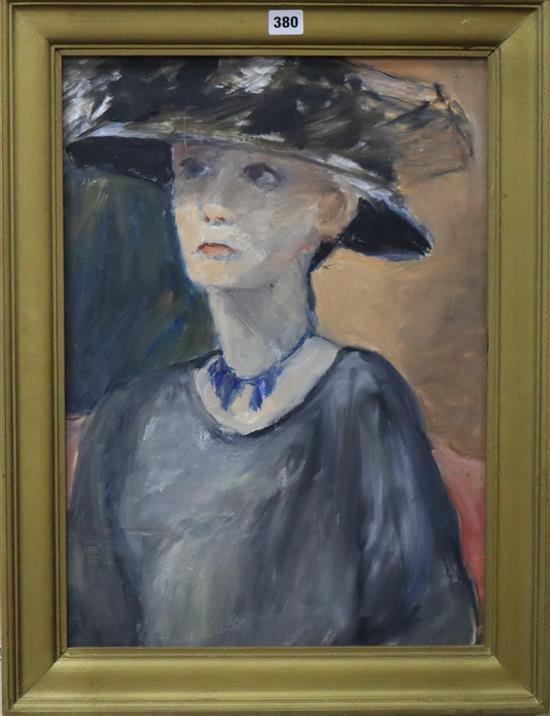 English School, oil on board, Portrait of a lady, 54 x 39cm